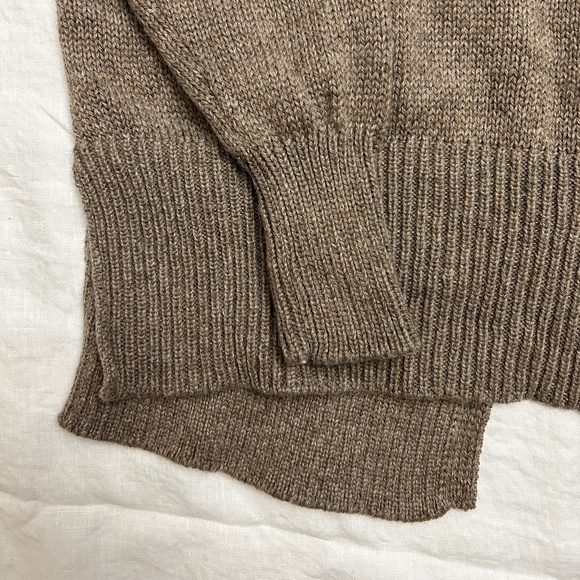 Casual Brown Asymmetrical Knit Sweater - Picture 2 of 9